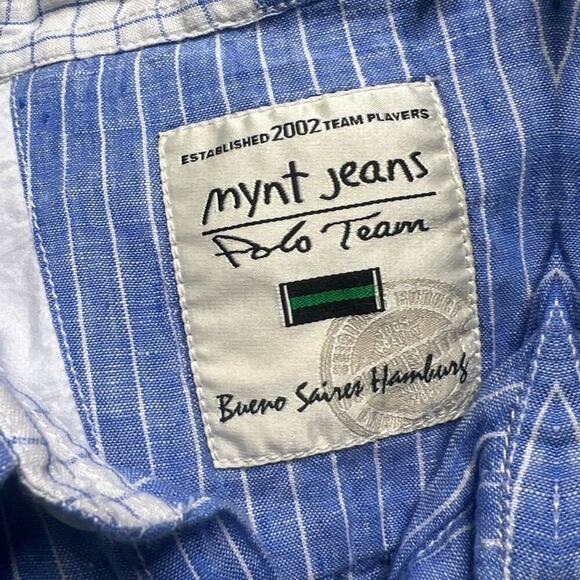 MYNT JEANS POLO TEAM 100% LINEN SHIRT SIZE 44 2XL - Picture 3 of 4